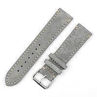 Genuine Leather Watch Band Strap with Soft Suede and Stitching Detail for Men and Women(wb1) (Gray with sideline,20mm)