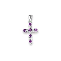 14k White Gold Polished Open back Amethyst and Diamond Religious Faith Cross Pendant Necklace Measures 22x11mm Wide Jewelry for Women