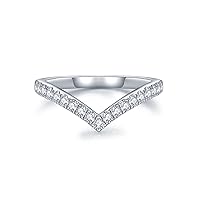 IMOLOVE Moissanite Wedding Band, Wedding Rings for Women, 0.3 ct D Color VVS1 Lab Created Diamond Sterling Silver Rings Half Eternity Stackable Engagement Ring Anniversary Band Size 3-13