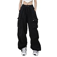 Womens Cargo Pants High Waist Baggy Relaxed Fit Trousers with Pocket Loose Jogger Goth Grunge Clothes Y2K Clothes
