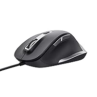 Fyda USB Computer Mouse Made with Recycled Materials, 600-5000 DPI, 6 Buttons, Thumb Rest, Wired Comfort Ergonomic Mouse for Laptop, PC, Mac, Work, Home Office - Black
