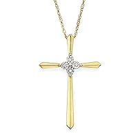 ABHI 0.04 CT Round Cut Created Diamond Miracle Set Cross Pendant Necklace 14K Yellow Gold Over