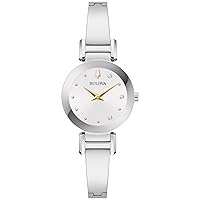 Bulova Marc Anthony Modern Diamond Accent Silver Dial Stainless Steel Bangle Bracelet Watch 26mm - 96P241