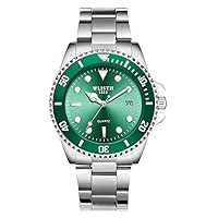 Men Fashion Luminous Waterproof Date Watch, Stainsteel Steel Band Quartz Wristwatches
