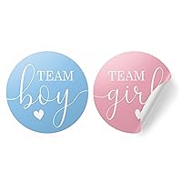 Gender Reveal Party - Team Boy or Team Girl Stickers - 40 Count (Pink and Blue)