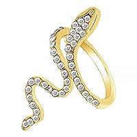 Women's Snake Ring Cubic Zirconia Opening Adjustable Animal Ring Gold/Silver Alloy Snake Ring for Women and Girls