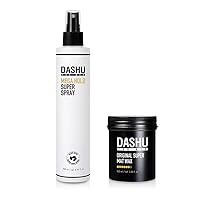 DASHU Mega Hold Super Spray 8.45fl oz & Original Super Mat Wax 3.5oz - Easu to Wash, Extra Strong Hold, Natural Ingredients