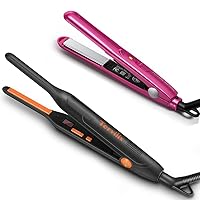Terviiix Orange Pencil Flat Iron for Pixie Short Hair & Pink Mini Hair Straightener for Travel