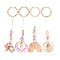 4Pcs Wooden Baby Gym Baby Hanging Toys Wooden Circle Activity Gym Hanging Bar Interactive Toys Baby Gift Children Room Decoration Pendant