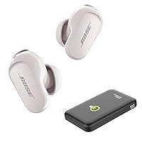 Bose QuietComfort Earbuds II, Wireless, Bluetooth, Proprietary Active Noise Cancelling Technology in-Ear Headphones with Personalized Noise Cancellation & Sound + Portable Charger (Soapstone)