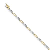 3mm 14ct Two tone Gold Diamond 7.5inch Link Bracelet Jewelry for Women