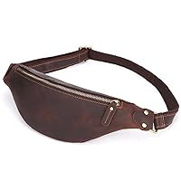 GMOIUJ Men Leather Waist Bag Men's Vintage Leather Fanny Pack Male Belt Hip Phone Pouch Bag (Color : E, Size : 26 * 12cm)