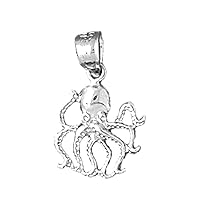 14K White Gold Octopus Pendant
