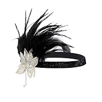 Art Deco 1920s Flapper Feather Headpiece Roaring 20s Great Gatsby Headband for Women
