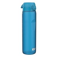 Ion8 1 Litre Water Bottle, Leak Proof, Flip Lid, Carry Handle, Rapid Liquid Flow, Dishwasher Safe, BPA Free, Soft Touch Contoured Grip, Ideal for Sports and Gym, Carbon Neutral Recyclon, 32 oz, Blue