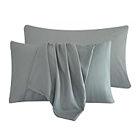Pillow Cases King - Grey Slip Pillow Cases for Hair and Skin 2 Pack 20x36 inches，Soft Chill & Breathable Pillow Cover with Envelope Closure，Gifts for Women Men