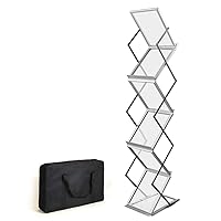 Foldable Aluminum Magazine Rack, Portable Pop-up Display Stand, 6 Pockets, A4 Size, for Trade Shows, Office, Retail Store
