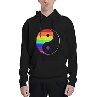 Mens Athletic Hoodie Gay-Pride-Yin-Yang Gym Long Sleeve Hooded Sweatshirt Pullover With Pocket