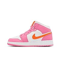 Big Kid's Jordan 1 Mid Pinksicle/Safety Orange-White (DX3240 681) - 3.5