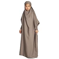 IMEKIS Kids Girls Long Sleeve Full Cover Hijab Kaftan Dubai Islamic Prayer Dress Abaya Muslim One-Piece Hooded Robe Gown