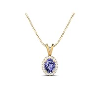 MOONEYE 925 Sterling Silver Forever Classic 8X6 MM Oval Shape Natural Tanzanite Solitaire Pendant Necklace