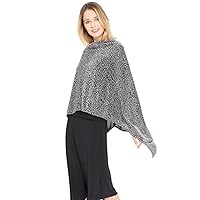 Women's Lightweight Silver Poncho Sweater Cape Shawl Versatile Summer Spring Fall Winter Pullover Ponchos