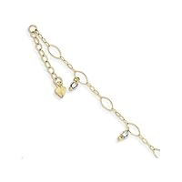 9 Inch 14 kt Two Tone Gold Mirror Beaded Anklet (Smaller Ankles)