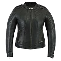 Black Unisex Special Zipper Design Stylish Genuine Leather Biker Jacket