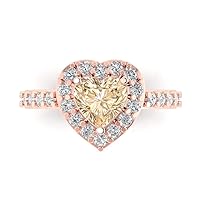 2.03 ct Heart Cut Natural Morganite 18K Rose Gold Halo Solitaire W/Accents Anniversary Wedding Designer Engagement Ring