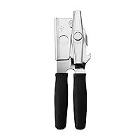 Portable Can Opener, Features an Ergonimic Handle for Optimal Comfort, and Built-in Bottle Opener for a 2-in-1 Tool, Durable Cutting Wheel, White