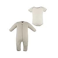 Baby Organic Cotton 2 Piece Bodysuit Set Size 3-6M US Sage&Sage Stripe