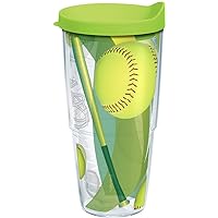 Tervis Softball - All Over Made in USA Double Walled Insulated Tumbler Travel Cup Keeps Drinks Cold & Hot, 24oz, Classic