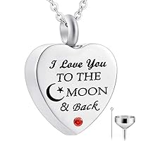 HQ Urn Necklaces for Ashes I Love You to The Moon and Back Cremation Jewelry Keepsake Holder Memorial Necklace Pendant