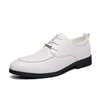 Anti Slip Vegan Leather Oxford for Men Lace Up Apron Toe Shoes Pull Tap Block Heel Dress Oxfords Solid Color