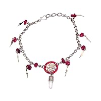 Dream Catcher Quartz Crystal Dangle Chip Stone Silver Metal Chain Anklet - Womens Fashion Handmade Jewelry Boho Accessories