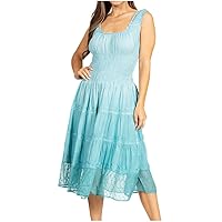 Sakkas Womens Mid Length Spring Maiden Ombre Peasant Dress