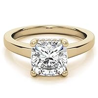 Generic 1.5 Ct Cushion Cut Engagement Ring Moissanite Cushion Cut Wedding Hidden Halo Promise Gifts for Her, White