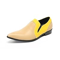 Fashion Pointed Toe Leather Tuxedo Slip On Loafer Shoes for Men Casual Party Wedding