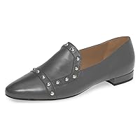 XYD Women Vintage Comfy Closed Toe Slip On Loafers Low Heel Studded Flats Formal Office Work Dress Shoes
