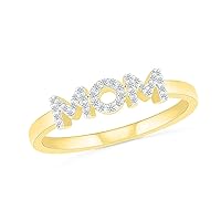 DGOLD 10kt Gold Round White Diamond Mother's Day MOM Ring (1/10 cttw)