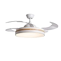 Ceiling Fans with Lamps,Led Ceiling Fan Lamp with Remote Control, Circular Retractable and Reversible Ventilator Light Modern Dimmable Timing Chandelier
