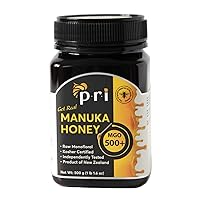 PRI Manuka Honey, MGO 500+, 1.1LB New Zealand Raw Monofloral Manuka Honey (500g)