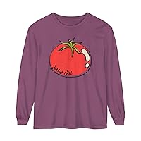 Jersey Girl Tomato Unisex 100% Cotton Relaxed-Fit Garment-Dyed Long-Sleeve T-Shirt