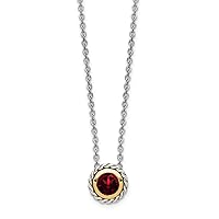 8.85mm 925 Sterling Silver With 14k Accent Garnet Slide Jewelry Gifts for Women