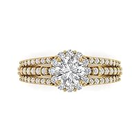 Clara Pucci 1.92ct Round Cut Halo Solitaire Stunning Moissanite Proposal Designer Wedding Anniversary Bridal Ring 14k Yellow Gold