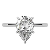 Nitya Jewels 2 CT Pear Moissanite Engagement Ring, Wedding Ring, Eternity Band Vintage Solitaire Halo Setting Silver Jewelry Anniversary Promise Vintage Ring Gift for Her