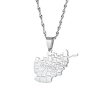 Afghanistan City Map Pendant Necklaces For Men Women Gold Color Afghan Maps Jewelry
