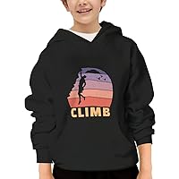 Unisex Youth Hooded Sweatshirt Retro Sunset Climber Rock Climbing & Bouldering Cute Kids Hoodies Pullover for Teens