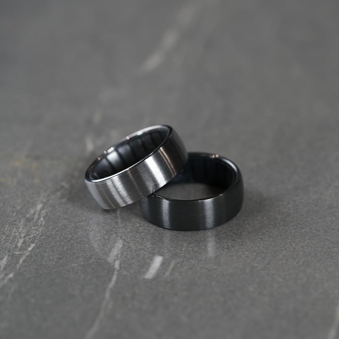 Enso Rings Hybrid Rings - Durable Brushed Outer Metal - Comfortable and Premium Inner Silicone
