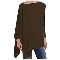 Ruziyoog Women's Long Sleeve Top Plus Size Long Sleeve Solid Sweatshirt Pullover Asymmetrical Irregular Loose Flowy Blouses